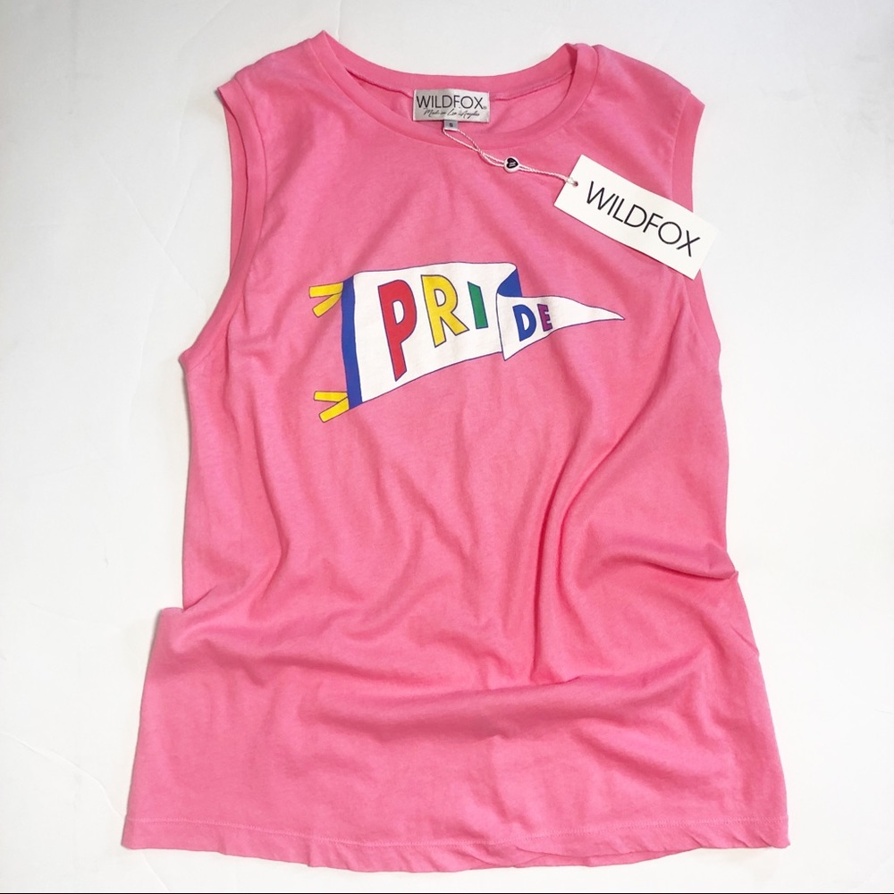 Wildfox Pink pride Flag Sleeveless Tee Tank. Small